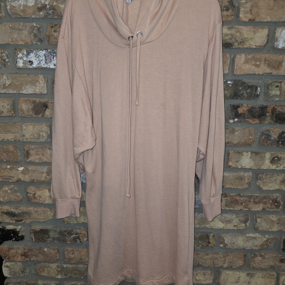 Cozy Long Sleeve Cowl Neck Dress in Soft Pink